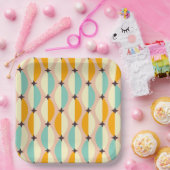 Symmetrical retro pattern with interlocking teal papieren bordje (Feest)