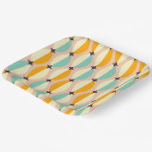 Symmetrical retro pattern with interlocking teal papieren bordje (Gebogen)