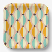 Symmetrical retro pattern with interlocking teal papieren bordje (Voorkant)