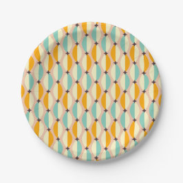 Symmetrical retro pattern with interlocking teal papieren bordje
