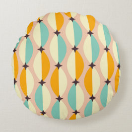 Symmetrical retro pattern with interlocking teal rond kussen