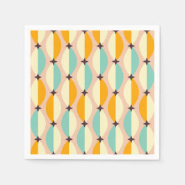 Symmetrical retro pattern with interlocking teal servet