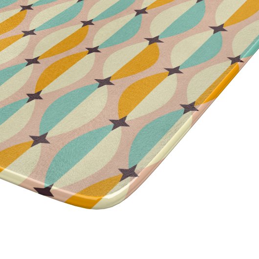 Symmetrical retro pattern with interlocking teal snijplank (Hoek)