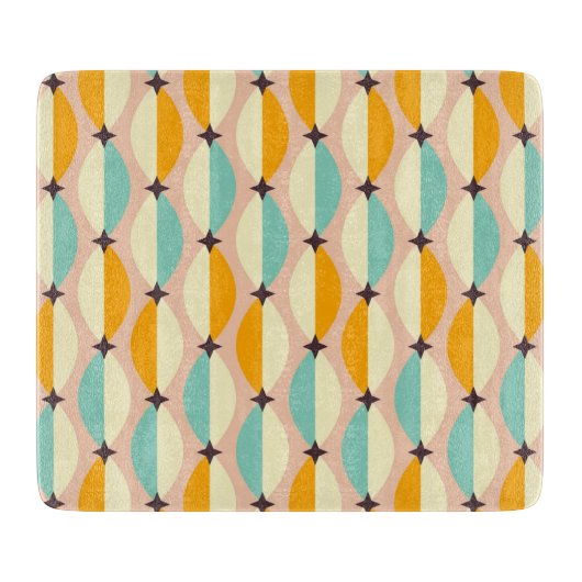 Symmetrical retro pattern with interlocking teal snijplank (Voorkant)