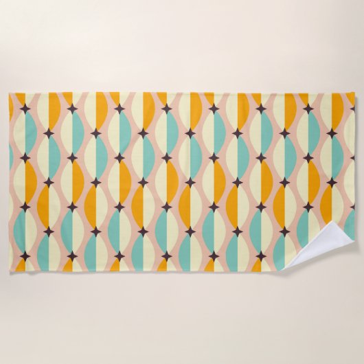 Symmetrical retro pattern with interlocking teal strandlaken (Voorkant)