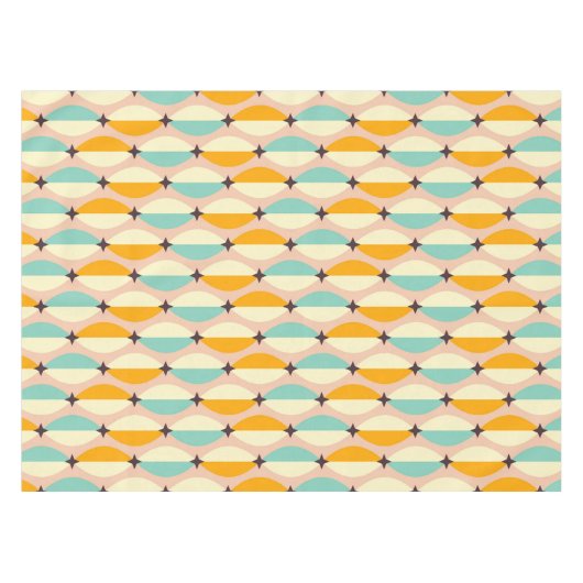 Symmetrical retro pattern with interlocking teal tafelkleed (Voorkant (Horizontaal))
