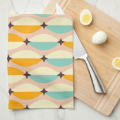 Symmetrical retro pattern with interlocking teal theedoek (Quarter Fold)