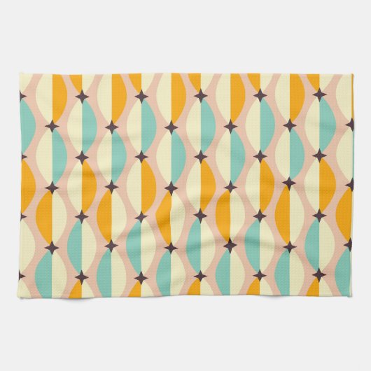 Symmetrical retro pattern with interlocking teal theedoek (Horizontaal)