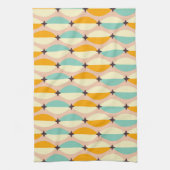 Symmetrical retro pattern with interlocking teal theedoek (Verticaal)