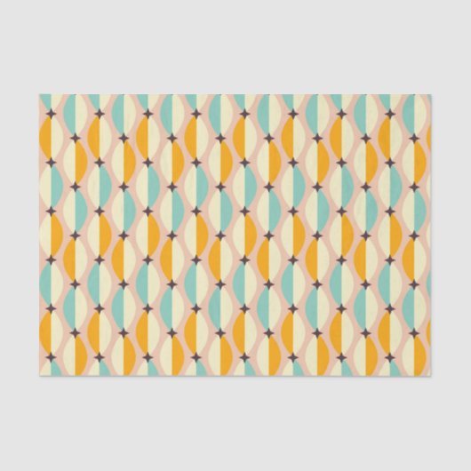 Symmetrical retro pattern with interlocking teal tissuepapier (Voorkant)