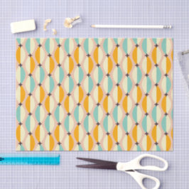 Symmetrical retro pattern with interlocking teal tissuepapier