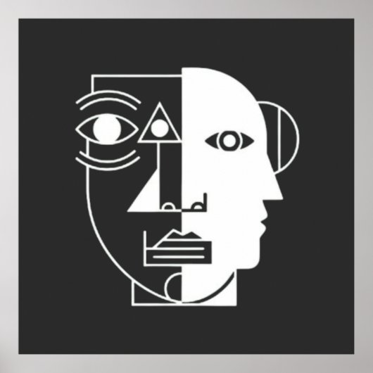 Symmetrie Onderbroken: Het Gezicht Tussen Hoeken T Poster (Voorkant)