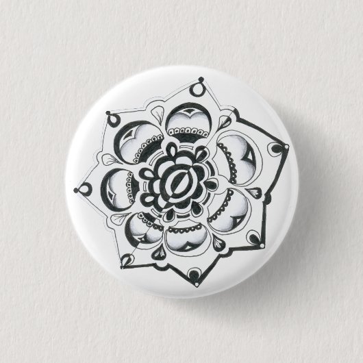 Symmetrie zwart-wit ronde button 3,2 cm (Voorkant)
