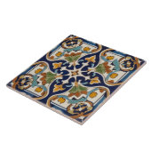 Symmetrisch Abstract kruis in marineblauw en geel Tegeltje (Zijkant)