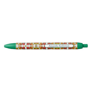 Symmetrisch abstract patroon harten op maat zwarte inkt pen