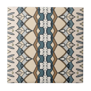 Symmetrisch beige en blauw gepatenteerd uniek tegeltje