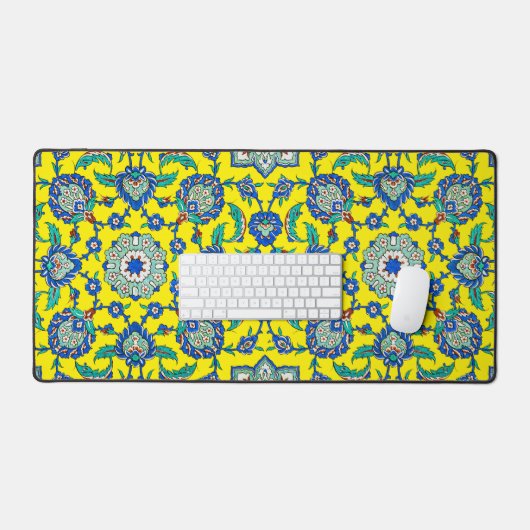 Symmetrisch blauw groen traditioneel decor Iznik Bureaumat (Keyboard & Muis)