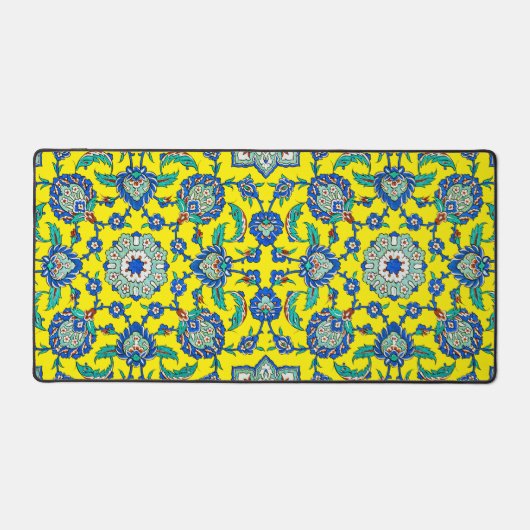 Symmetrisch blauw groen traditioneel decor Iznik Bureaumat (Voorkant)