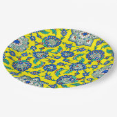 Symmetrisch blauw groen traditioneel decor Iznik Papieren Bordje (Gekanteld)