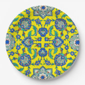Symmetrisch blauw groen traditioneel decor Iznik Papieren Bordje (Voorkant)