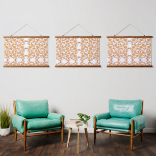 Symmetrisch bloemmotief met oranje motieven rese hangend wandkleed