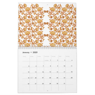 Symmetrisch bloemmotief met oranje motieven rese kalender