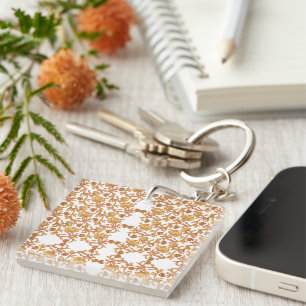 Symmetrisch bloemmotief met oranje motieven rese sleutelhanger