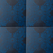  symmetrisch donkerblauw bloemmotief tegeltje