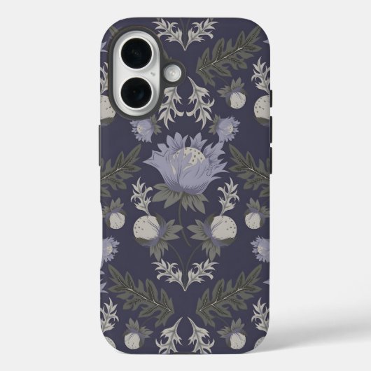 Symmetrisch donkerpaars bloempatroon Case-Mate iPhone case (Achterkant)