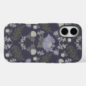 Symmetrisch donkerpaars bloempatroon Case-Mate iPhone case (Achterkant (horizontaal))