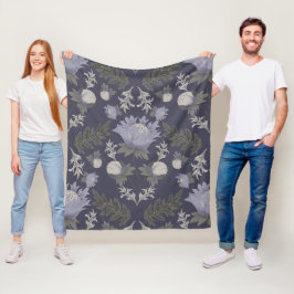 Symmetrisch donkerpaars bloempatroon fleece deken
