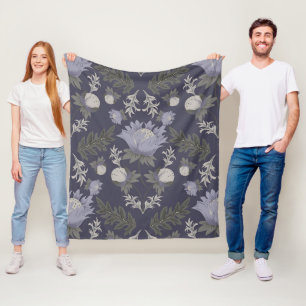 Symmetrisch donkerpaars bloempatroon fleece deken