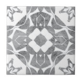 Symmetrisch Elegant Geweven Grijs Wit Patroon Tegeltje (Voorkant)