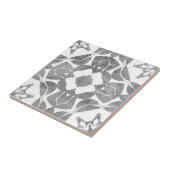 Symmetrisch Elegant Geweven Grijs Wit Patroon Tegeltje (Zijkant)