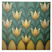 Symmetrisch geel Tulps Wall Decor Art Deco Tegeltje (Voorkant)