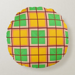 Symmetrisch geometrisch patroon Krachtige kleur Hu Rond Kussen