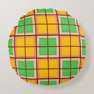 Symmetrisch geometrisch patroon Krachtige kleur Hu Rond Kussen
