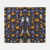 Symmetrisch Halloween Toon Patroon - Spooky Fleece Deken (Voorkant (Horizontaal))