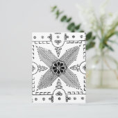 Symmetrisch Indonesisch patroon van textielventila Briefkaart (Staand voorkant)