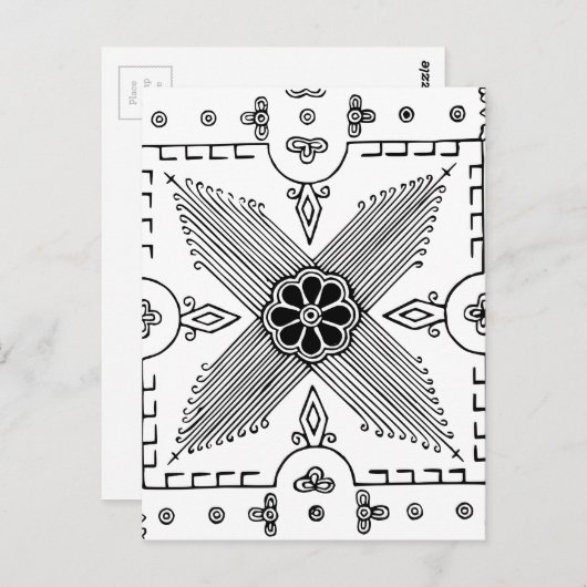 Symmetrisch Indonesisch patroon van textielventila Briefkaart (Voorkant / Achterkant)