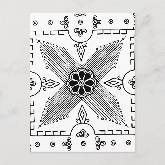 Symmetrisch Indonesisch patroon van textielventila Briefkaart (Voorkant)