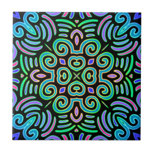 Symmetrisch ontwerp in koele kleuren tegeltje