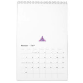 , symmetrisch ontwerp met paarse, roze en kalender (Feb 2027)