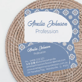 Symmetrisch Oranje Bloem Tegel Patroon Omgekeerd Visitekaartje