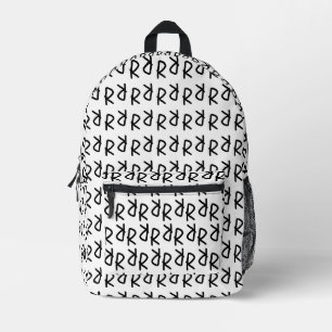 Symmetrisch R Lijn Kunst T-Shirt, Minimalistische Bedrukte Rugzak