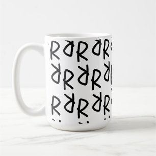 Symmetrisch R Lijn Kunst T-Shirt, Minimalistische Koffiemok