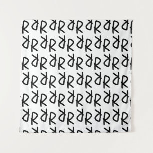 Symmetrisch R Lijn Kunst T-Shirt, Minimalistische Wandkleed