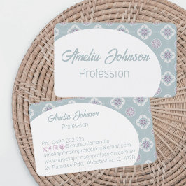 Symmetrisch roze bloem betegeld patroon Sage Rever Visitekaartje