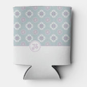 Symmetrisch Roze Bloem Tegelpatroon op Sage Blikjeskoeler (Voorkant)