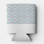 Symmetrisch Roze Bloem Tegelpatroon op Sage Blikjeskoeler (Achterkant)